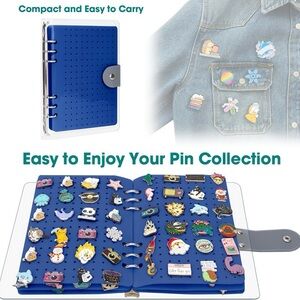 Blue Enamel Pin Display Binder – Portable Pin Collection Organizer Book